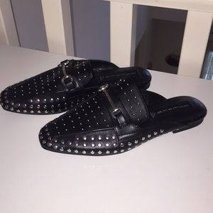 Steven by Steve Madden Black mules w/silver studs